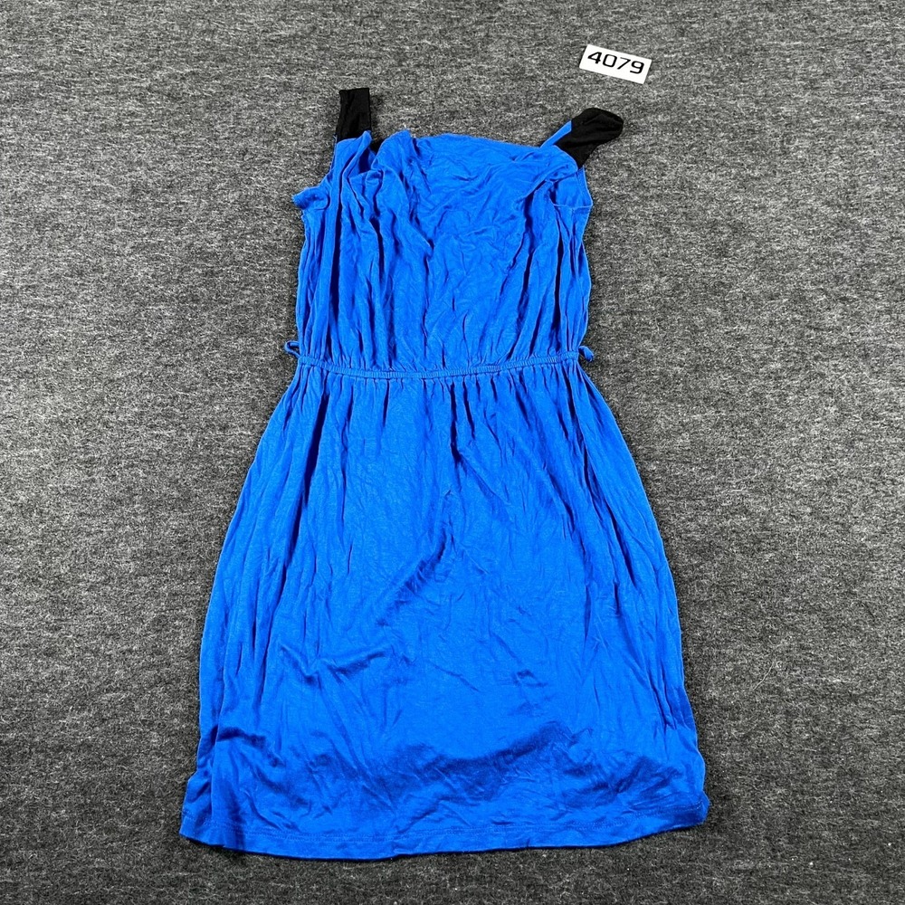 Soprano Fit & Flare Dress‎ Womens Small Royal Blue Rayon Stretch Square Neck